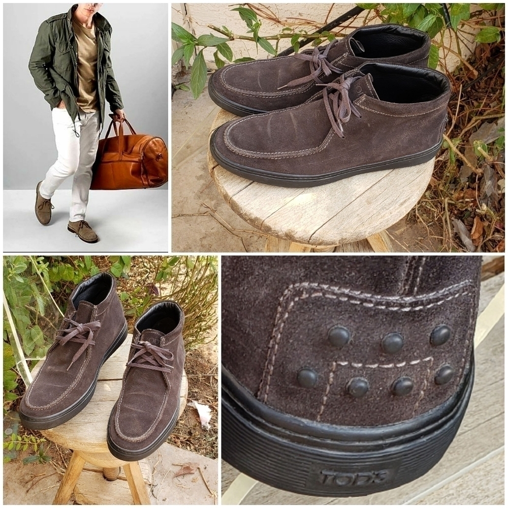 Tods Men's Grey Suede Leather Boots